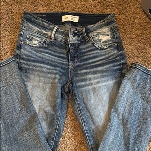 BKE Blue Skinny Jeans with Distressed Vintage Look